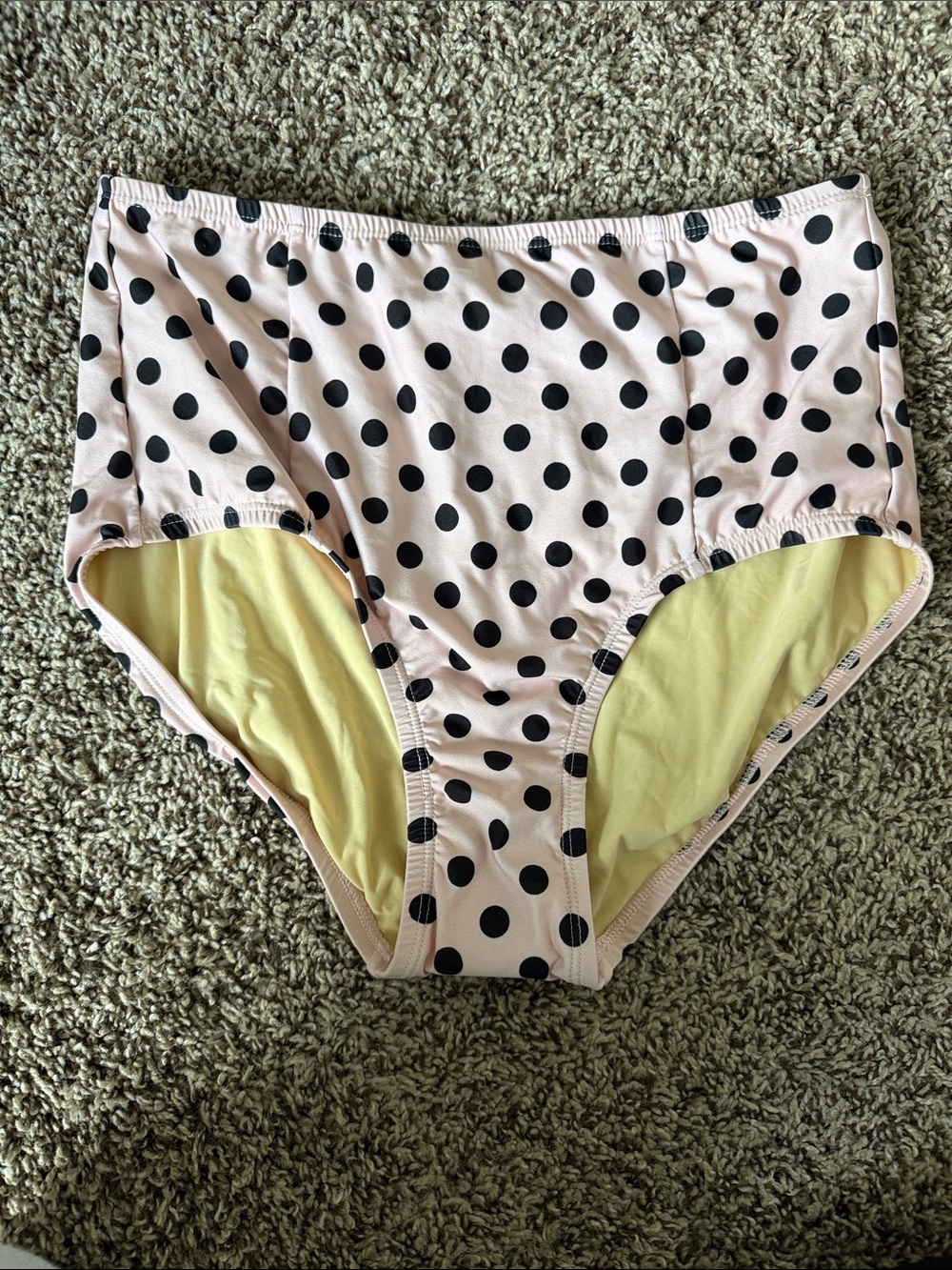 Modcloth Pink and Black Polka Dot High-Waist Bikini Bottoms